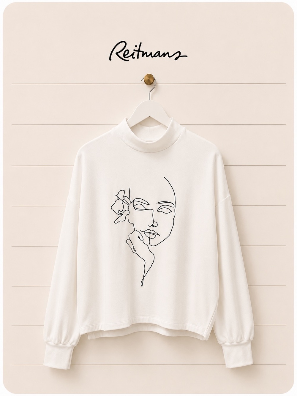 NWOT Reitmans Face Line Art Sweater – XXL – Cream